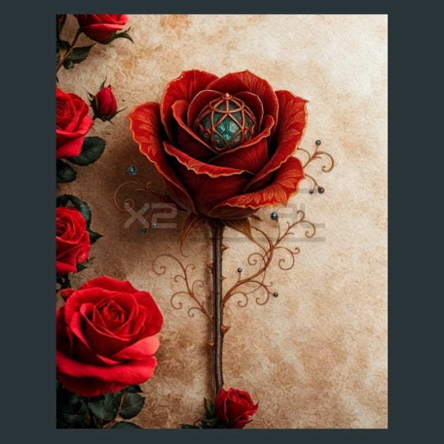 Hybrid_Rose-Steampunk_metal_prints_posters_mouse_pads