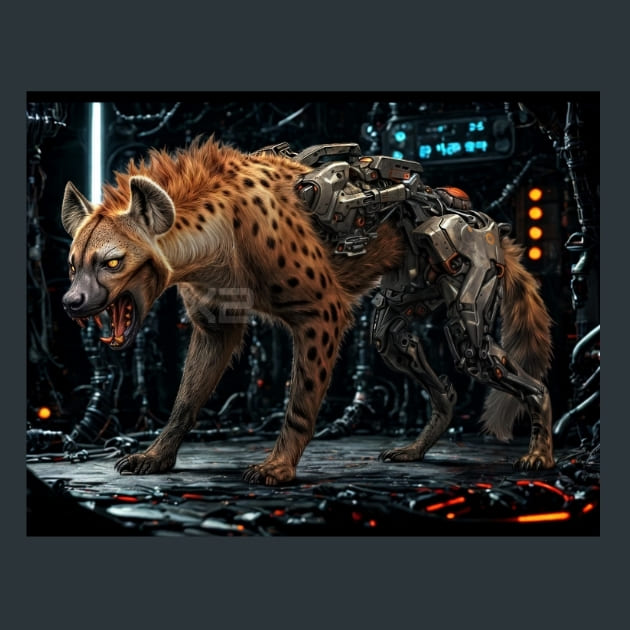 Hyena Mechanimals Metal Wall Art and Desktop Mouse Pad by X2Metal