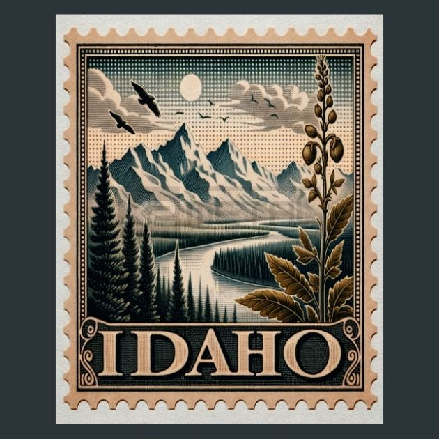 Idaho Stamp Metal Wall Art and Desktop Mouse Pad by X2Metal