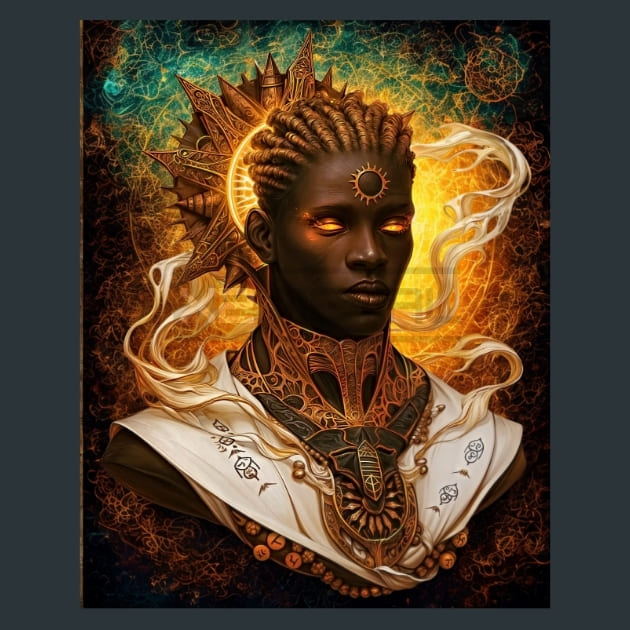 Imole - Orisha-Wisdom’s Dawn Metal Wall Art and Desktop Mouse Pad by X2Metal