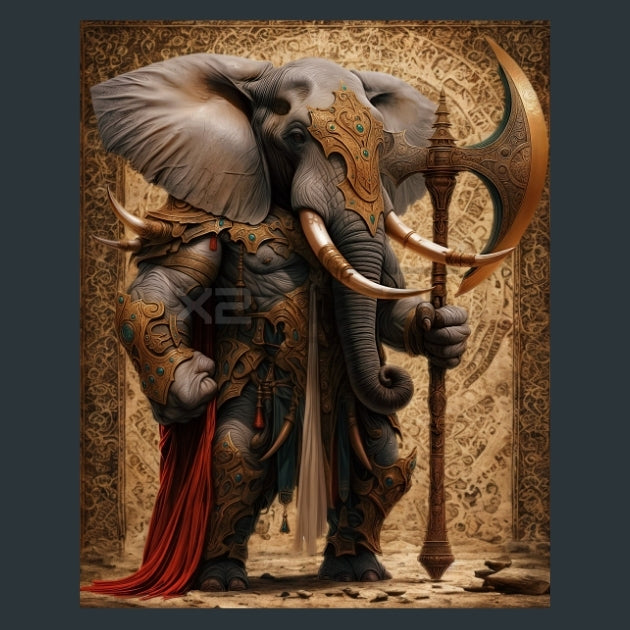 Indian Elephant Warriors - Alpha Animals Metal Wall Art and Desktop Mouse Pad by X2Metal