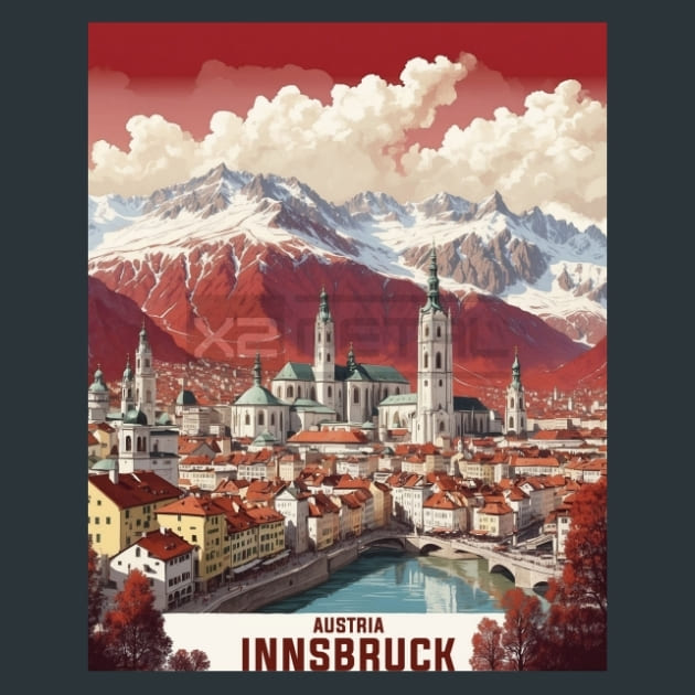 Innsbruck Austria Metal Wall Art and Desktop Mouse Pad by X2Metal