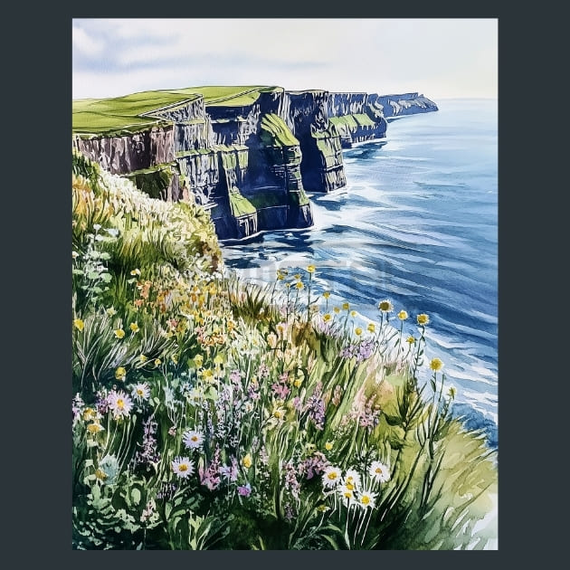 Ireland Cliffs of Moher View Metal Wall Art and Desktop Mouse Pad by X2Metal