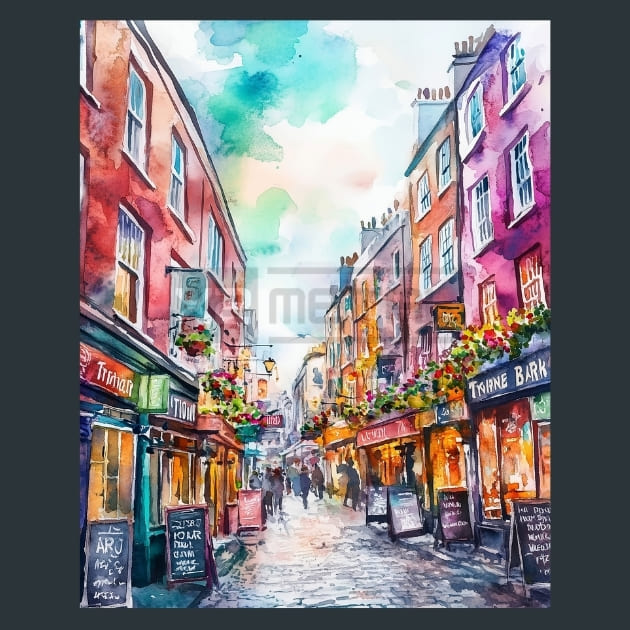 Ireland Dublin Temple Bar District Metal Wall Art and Desktop Mouse Pad by X2Metal
