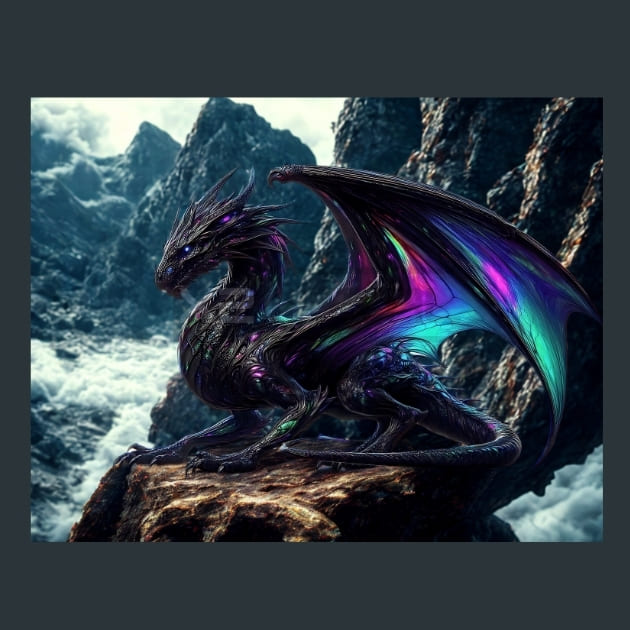 Iridescent Dragon Metal Wall Art and Desktop Mouse Pad by X2Metal
