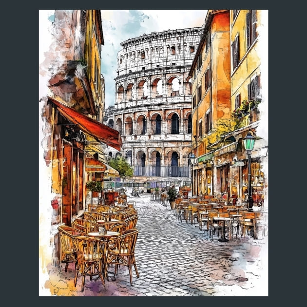 Italy Rome Metal Wall Art and Desktop Mouse Pad by X2Metal