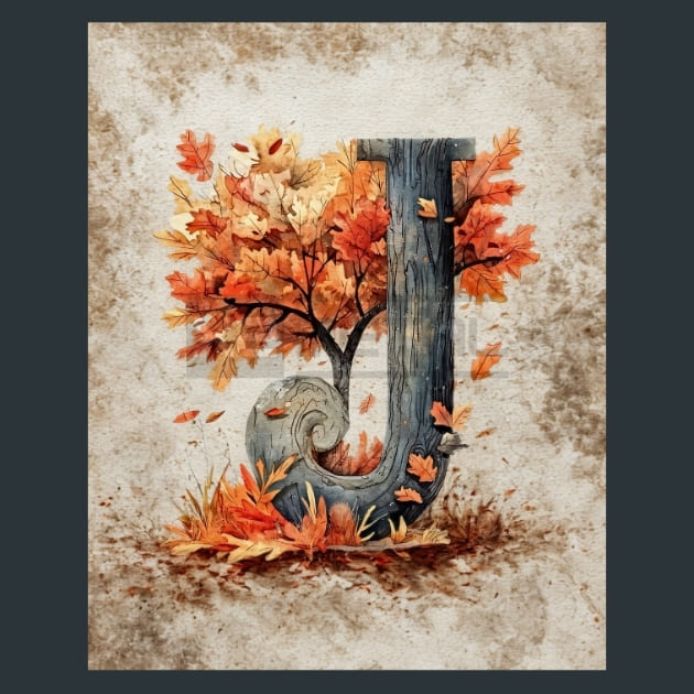 J Autumn Alphabets Metal Wall Art and Desktop Mouse Pad by X2Metal