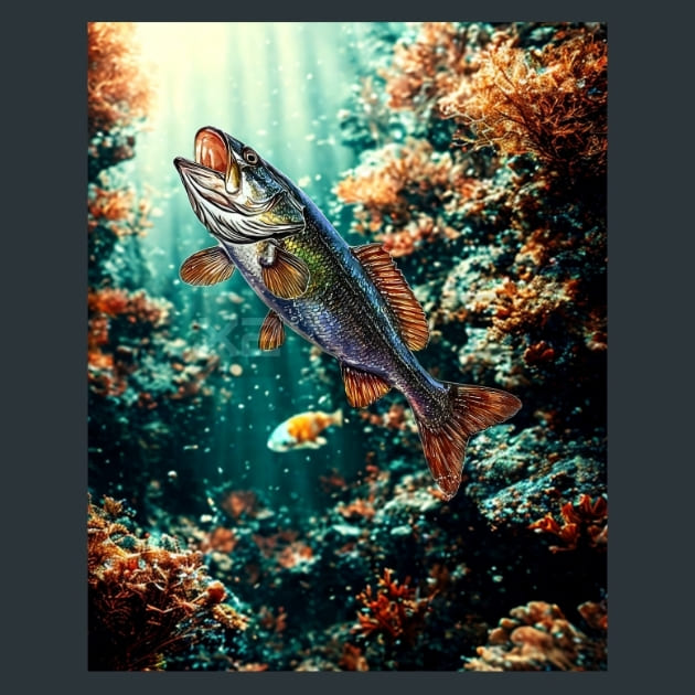 Jumping Bass 10 Metal Wall Art and Desktop Mouse Pad by X2Metal