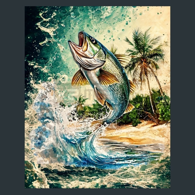 Jumping Bass 11 Metal Wall Art and Desktop Mouse Pad by X2Metal