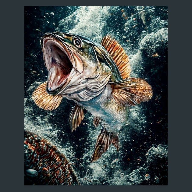 Jumping Bass 2 Metal Wall Art and Desktop Mouse Pad by X2Metal