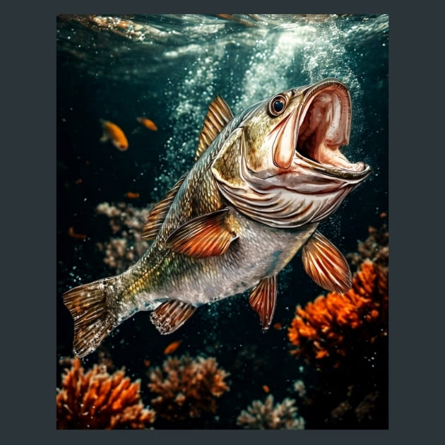 Jumping Bass 6 Metal Wall Art and Desktop Mouse Pad by X2Metal