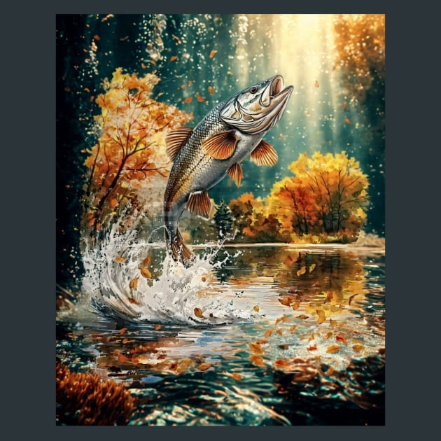 Jumping Bass 9 Metal Wall Art and Desktop Mouse Pad by X2Metal