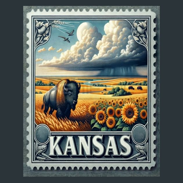 Kansas-Stamp-2-Metal-Prints