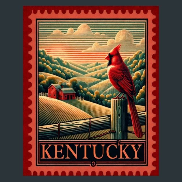 Kentucky Stamp Metal Wall Art and Desktop Mouse Pad by X2Metal