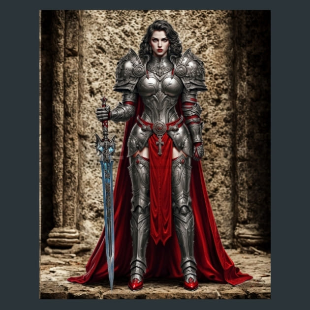 Knight Hunter with Sword Metal Wall Art and Desktop Mouse Pad by X2Metal