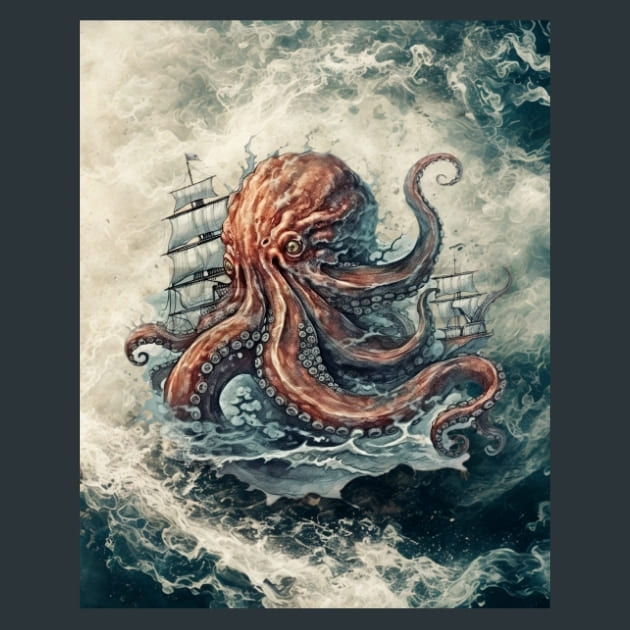 Kraken Metal Wall Art and Desktop Mouse Pad by X2Metal