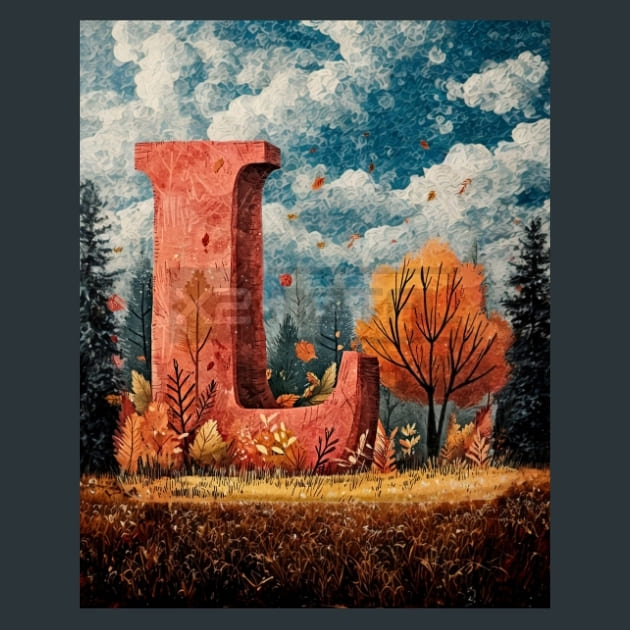 L Autumn Alphabets Metal Wall Art and Desktop Mouse Pad by X2Metal