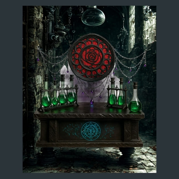 Laboratory-Gothic Alchemy Metal Wall Art and Desktop Mouse Pad by X2Metal