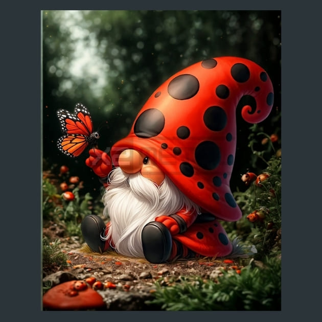 LadyBug Gnomes 01 Metal Wall Art and Desktop Mouse Pad by X2Metal