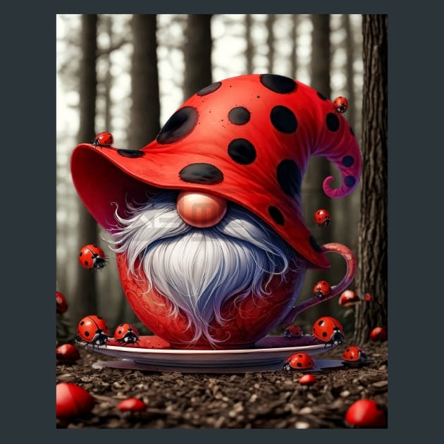 LadyBug Gnomes 03 Metal Wall Art and Desktop Mouse Pad by X2Metal