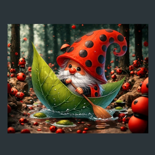 LadyBug Gnomes 05 Metal Wall Art and Desktop Mouse Pad by X2Metal
