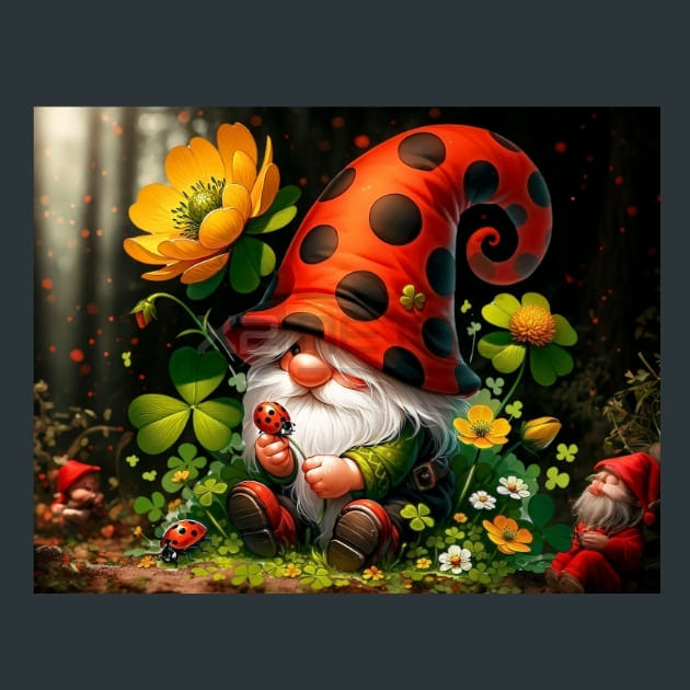 LadyBug Gnomes 06 Metal Wall Art and Desktop Mouse Pad by X2Metal
