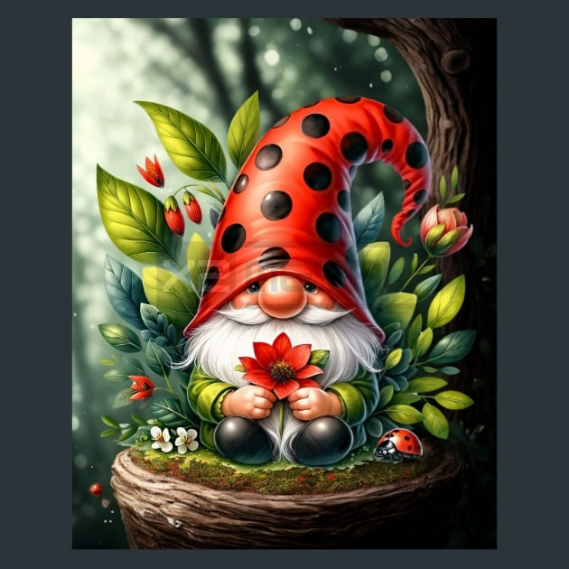 LadyBug Gnomes 08 Metal Wall Art and Desktop Mouse Pad by X2Metal