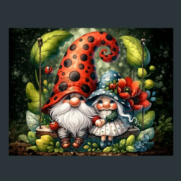 LadyBug Gnomes 09 Metal Wall Art and Desktop Mouse Pad by X2Metal