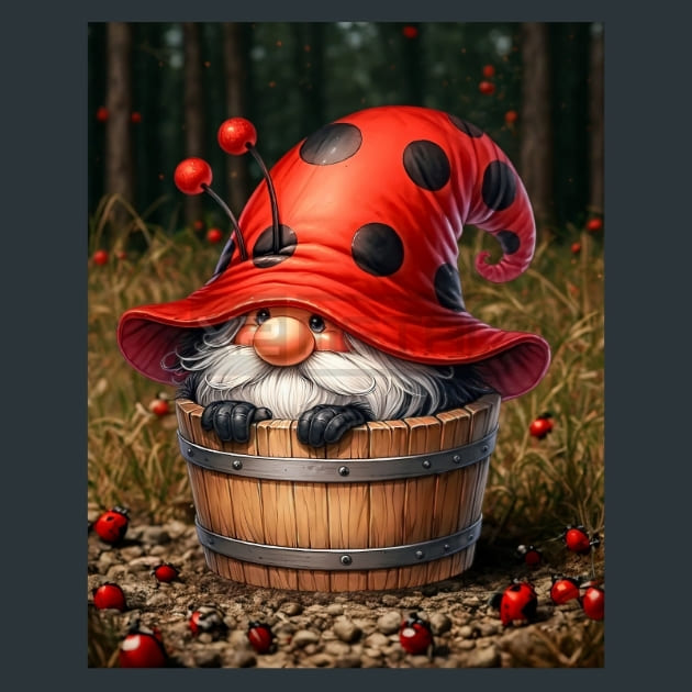 LadyBug Gnomes 13 Metal Wall Art and Desktop Mouse Pad by X2Metal
