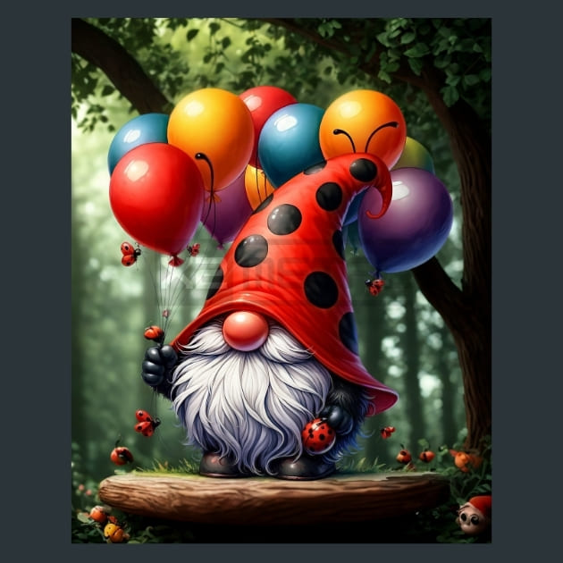 LadyBug Gnomes 15 Metal Wall Art and Desktop Mouse Pad by X2Metal