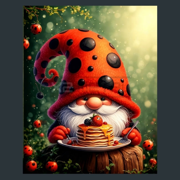 LadyBug Gnomes 16 Metal Wall Art and Desktop Mouse Pad by X2Metal