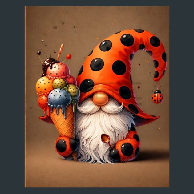 LadyBug Gnomes 17 Metal Wall Art and Desktop Mouse Pad by X2Metal