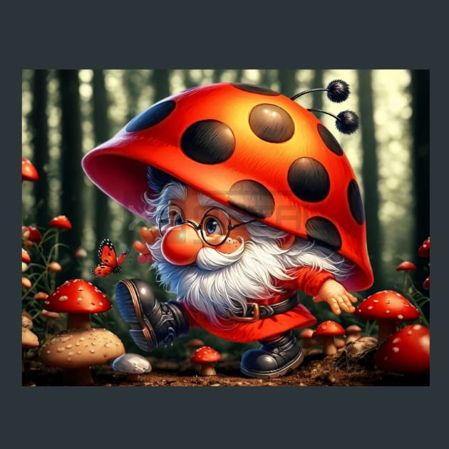 LadyBug Gnomes 19 Metal Wall Art and Desktop Mouse Pad by X2Metal