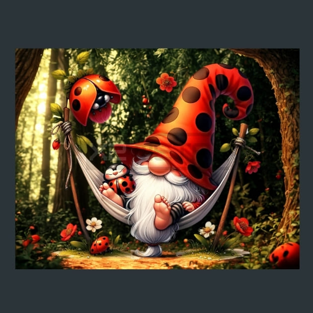 Lady Bug Gnomes 01 Metal Wall Art and Desktop Mouse Pad by X2Metal