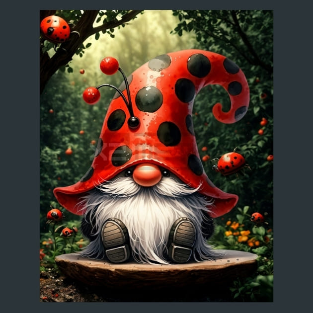 Lady Bug Gnomes 04 Metal Wall Art and Desktop Mouse Pad by X2Metal