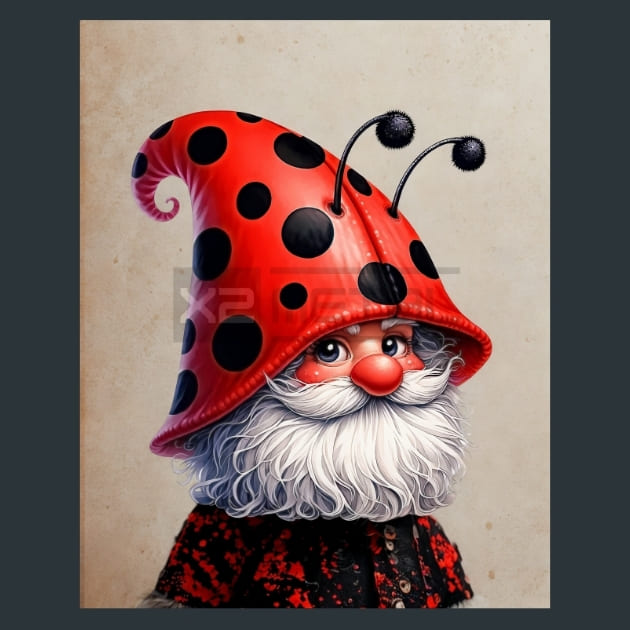 Lady Bug Gnomes 05 Metal Wall Art and Desktop Mouse Pad by X2Metal
