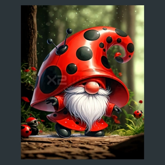 Lady Bug Gnomes 06 Metal Wall Art and Desktop Mouse Pad by X2Metal