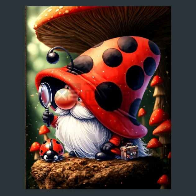 Lady Bug Gnomes 09 Metal Wall Art and Desktop Mouse Pad by X2Metal