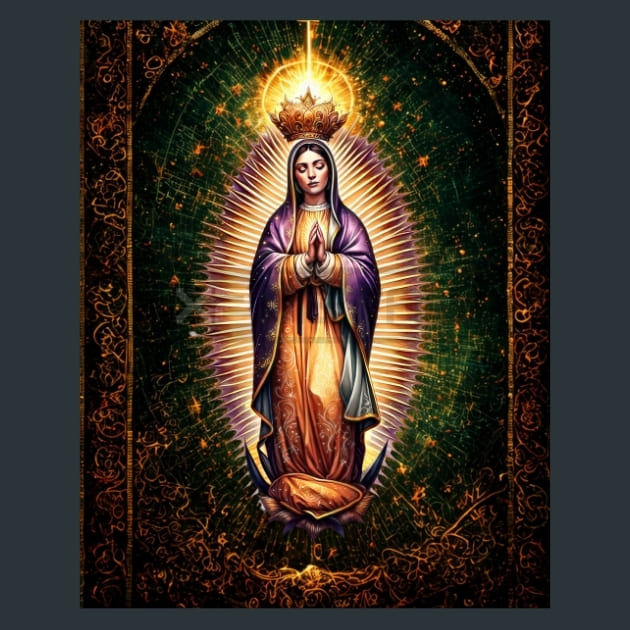 Lady of Guadalupe 3 Metal Wall Art and Desktop Mouse Pad by X2Metal