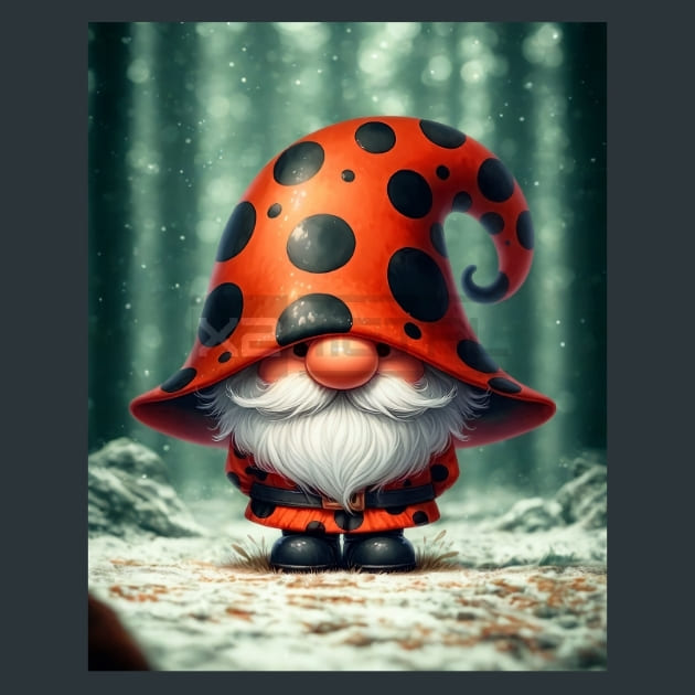Ladybug Gnome 1 Metal Wall Art and Desktop Mouse Pad by X2Metal