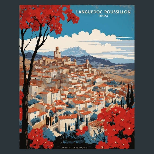 Languedoc Roussillon France Metal Wall Art and Desktop Mouse Pad by X2Metal