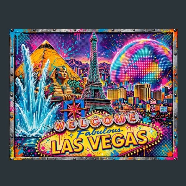 Las-Vegas-Pop-Art-Graffiti-metal_prints
