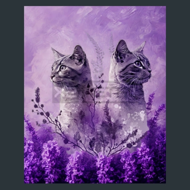 Lavender Cat 18 Metal Wall Art and Desktop Mouse Pad by X2Metal