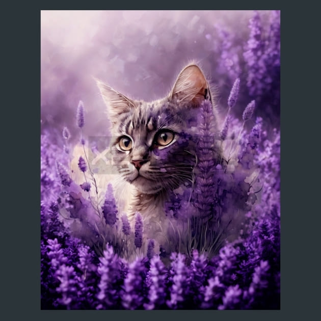 Lavender Cat 6 Metal Wall Art and Desktop Mouse Pad by X2Metal