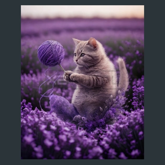 Lavender Cat 8 Metal Wall Art and Desktop Mouse Pad by X2Metal
