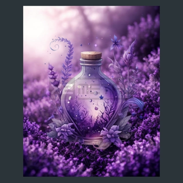 Lavender Potion 9 Metal Wall Art and Desktop Mouse Pad by X2Metal