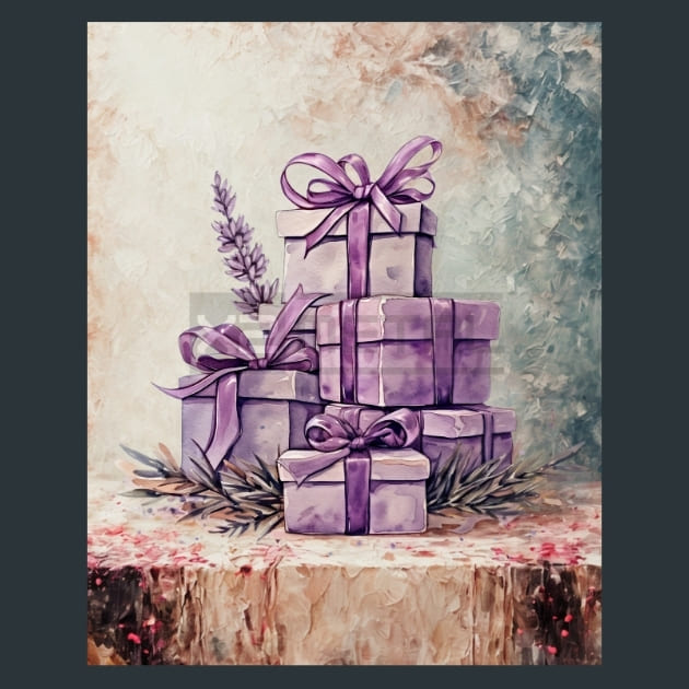 Lavender Christmas 15 Metal Wall Art and Desktop Mouse Pad by X2Metal