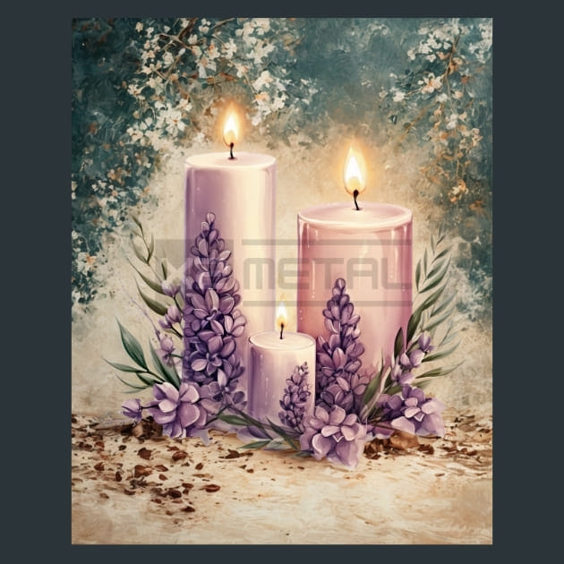 Lavender Christmas 32 Metal Wall Art and Desktop Mouse Pad by X2Metal