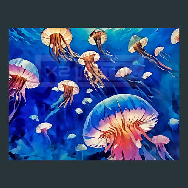 Leaping Jellyfish Metal Wall Art and Desktop Mouse Pad by X2Metal