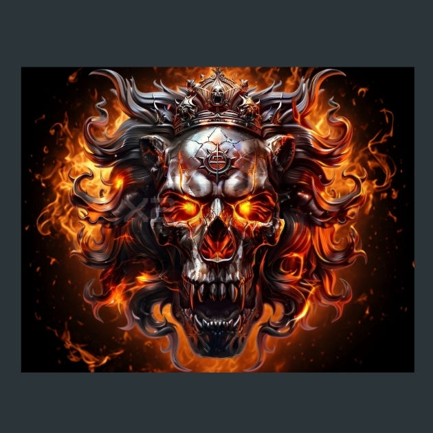 Leo_Skull-Zodiac-Signs-Skull Metal Wall Art and Desktop Mouse Pad by X2Metal